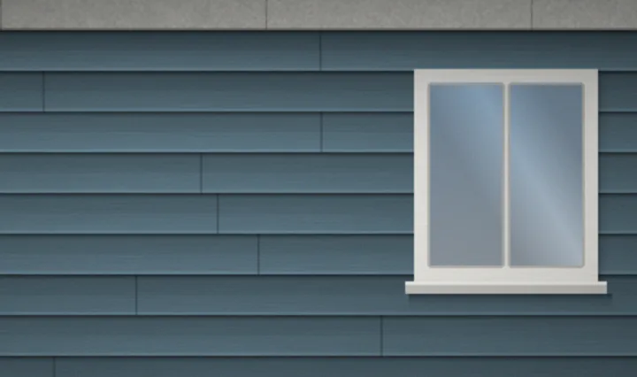 Illustration: the same wall and window trim freshly painted, even colour and crisp white trim